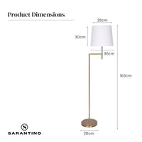 Thumbnail for Sarantino Metal Floor Lamp in Antique Brass Finish with Cream Linen Fabric Shade