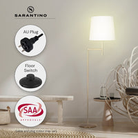 Thumbnail for Sarantino Metal Floor Lamp in Antique Brass Finish with Cream Linen Fabric Shade