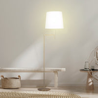 Thumbnail for Sarantino Metal Floor Lamp in Antique Brass Finish with Cream Linen Fabric Shade