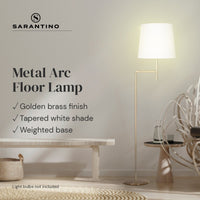 Thumbnail for Sarantino Metal Floor Lamp in Antique Brass Finish with Cream Linen Fabric Shade