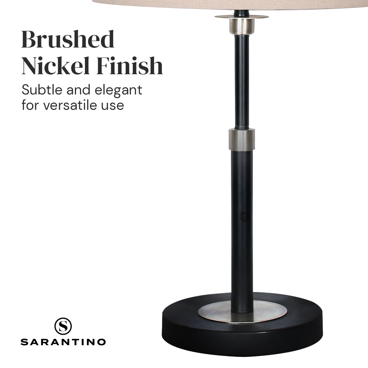 Sarantino Metal Table Lamp with Linen Drum Shade