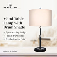 Thumbnail for Sarantino Metal Table Lamp with Linen Drum Shade