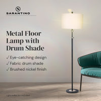 Thumbnail for Sarantino Metal Floor Lamp with Cream Drum Shade