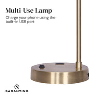 Thumbnail for Sarantino Metal Task Lamp with USB Charging Port Antique Brass Finish