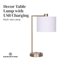 Thumbnail for Sarantino Metal Task Lamp with USB Charging Port Antique Brass Finish