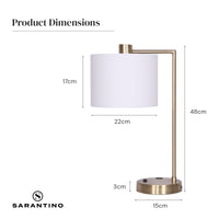 Thumbnail for Sarantino Metal Task Lamp with USB Charging Port Antique Brass Finish