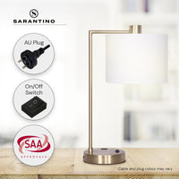 Thumbnail for Sarantino Metal Task Lamp with USB Charging Port Antique Brass Finish