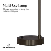 Thumbnail for Sarantino Metal Task Lamp with USB Charging Port Bronze Finish