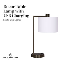 Thumbnail for Sarantino Metal Task Lamp with USB Charging Port Bronze Finish