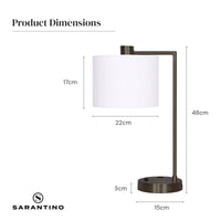 Thumbnail for Sarantino Metal Task Lamp with USB Charging Port Bronze Finish