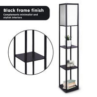 Thumbnail for Sarantino Etagere Floor Lamp Shelves in Black Frame Fabric Shade