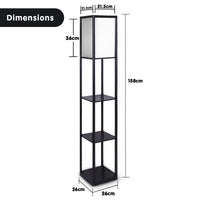 Thumbnail for Sarantino Etagere Floor Lamp Shelves in Black Frame Fabric Shade