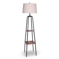 Thumbnail for Sarantino Metal Etagere Floor Lamp Shade Metal Shelf in Wood Finish