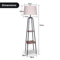 Thumbnail for Sarantino Metal Etagere Floor Lamp Shade Metal Shelf in Wood Finish