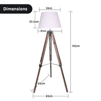 Thumbnail for Sarantino Solid Wood Tripod Floor Lamp Adjustable Height White Shade