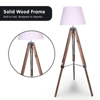 Thumbnail for Sarantino Solid Wood Tripod Floor Lamp Adjustable Height White Shade