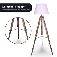 Thumbnail for Sarantino Solid Wood Tripod Floor Lamp Adjustable Height White Shade