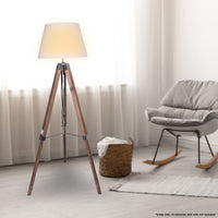 Thumbnail for Sarantino Solid Wood Tripod Floor Lamp Adjustable Height White Shade