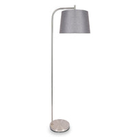 Thumbnail for Sarantino Metal Task Floor Lamp Nickel Finish with Grey Fabric Shade