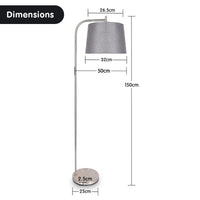 Thumbnail for Sarantino Metal Task Floor Lamp Nickel Finish with Grey Fabric Shade