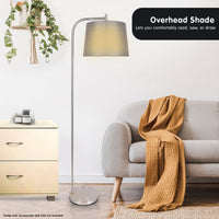 Thumbnail for Sarantino Metal Task Floor Lamp Nickel Finish with Grey Fabric Shade