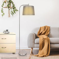 Thumbnail for Sarantino Metal Task Floor Lamp Nickel Finish with Grey Fabric Shade