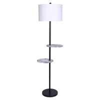 Thumbnail for Sarantino Metal Floor Lamp Shade Black Post in Marble Finish Shelves