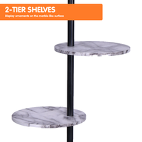 Thumbnail for Sarantino Metal Floor Lamp Shade Black Post in Marble Finish Shelves