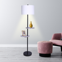 Thumbnail for Sarantino Metal Floor Lamp Shade Black Post in Marble Finish Shelves