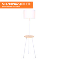 Thumbnail for Sarantino Metal Tripod Floor Lamp Shade with Wooden Table Shelf