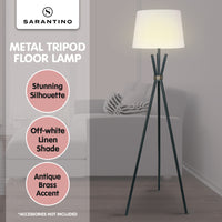 Thumbnail for Sarantino Tripod Floor Lamp in Metal and Antique Brass