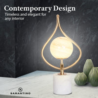 Thumbnail for Sarantino Sculptural Orange Glass Table Lamp With White Marble Base