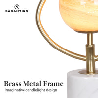 Thumbnail for Sarantino Sculptural Orange Glass Table Lamp With White Marble Base