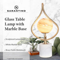 Thumbnail for Sarantino Sculptural Orange Glass Table Lamp With White Marble Base