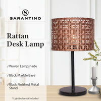 Thumbnail for Sarantino Rattan Desk Lamp With Black Marble Base