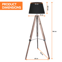 Thumbnail for Sarantino Timber Tripod Floor Lamp Adjustable Height Taper Fabric