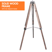 Thumbnail for Sarantino Timber Tripod Floor Lamp Adjustable Height Taper Fabric