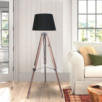 Thumbnail for Sarantino Timber Tripod Floor Lamp Adjustable Height Taper Fabric