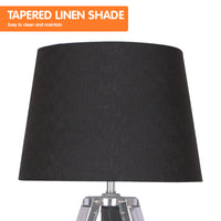 Thumbnail for Sarantino Wooden Tripod Table Lamp With Black Taper Fabric Shade