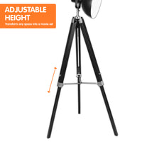 Thumbnail for Sarantino Tripod Floor Spot Lamp Reading Adjustable Height Metal Black