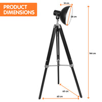 Thumbnail for Sarantino Tripod Floor Spot Lamp Reading Adjustable Height Metal Black