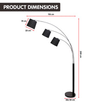 Thumbnail for Sarantino 3-Light Arc Floor Lamp Adjustable Black 3 Shades