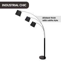 Thumbnail for Sarantino 3-Light Arc Floor Lamp Adjustable Black 3 Shades