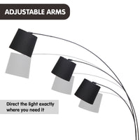 Thumbnail for Sarantino 3-Light Arc Floor Lamp Adjustable Black 3 Shades