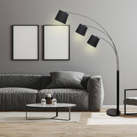 Thumbnail for Sarantino 3-Light Arc Floor Lamp Adjustable Black 3 Shades