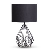 Thumbnail for Sarantino Metal Wire Table Lamp in Black Finish With Black Drum Shade