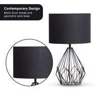 Thumbnail for Sarantino Metal Wire Table Lamp in Black Finish With Black Drum Shade