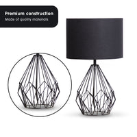 Thumbnail for Sarantino Metal Wire Table Lamp in Black Finish With Black Drum Shade