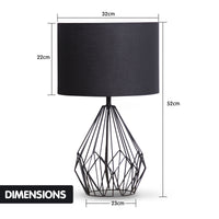 Thumbnail for Sarantino Metal Wire Table Lamp in Black Finish With Black Drum Shade