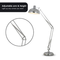 Thumbnail for Sarantino Metal Architect Floor Lamp Shade Adjustable Height - Chrome